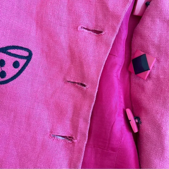 Vintage 80s‎ / 90s bright pink oversized blazer with embroidered  bow detail M - Picture 6 of 13